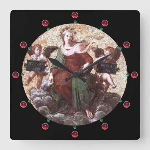 ALLEGORY OF THEOLOGY SQUARE WALL CLOCK