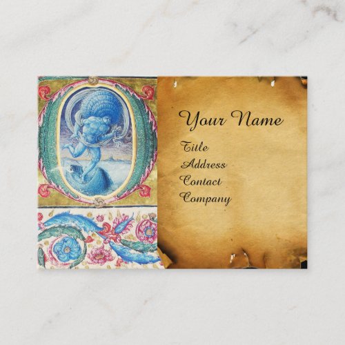ALLEGORY OF WIND ANTIQUE FLORAL MINIATURE MONOGRAM BUSINESS CARD