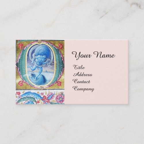 ALLEGORY OF WIND ANTIQUE FLORAL MINIATURE MONOGRAM BUSINESS CARD