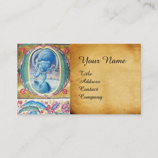 ALLEGORY OF WIND ANTIQUE FLORAL MINIATURE MONOGRAM BUSINESS CARD (Front)