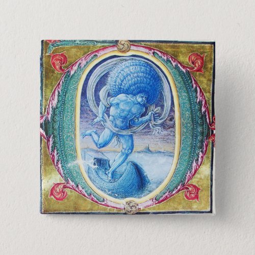 ALLEGORY OF WIND ANTIQUE FLORAL MINIATURE MONOGRAM BUTTON