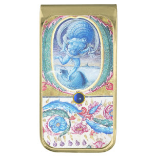 ALLEGORY OF WIND ANTIQUE FLORAL MINIATURE MONOGRAM GOLD FINISH MONEY CLIP