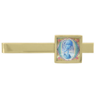 ALLEGORY OF WIND ANTIQUE FLORAL MINIATURE MONOGRAM GOLD FINISH TIE BAR