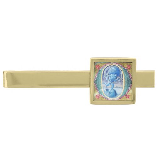 ALLEGORY OF WIND ANTIQUE FLORAL MINIATURE MONOGRAM GOLD FINISH TIE BAR