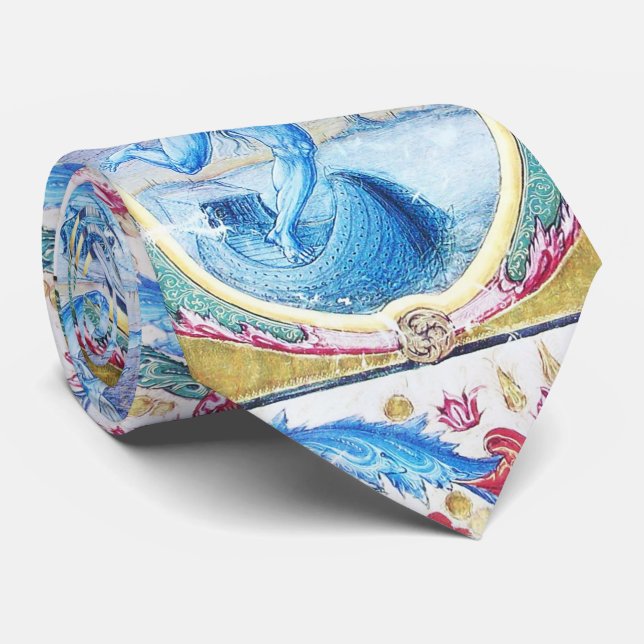 ALLEGORY OF WIND ANTIQUE FLORAL MINIATURE MONOGRAM TIE (Rolled)