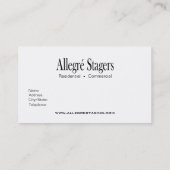 Allegré Stagers Home Staging Interior Design Business Card (Back)