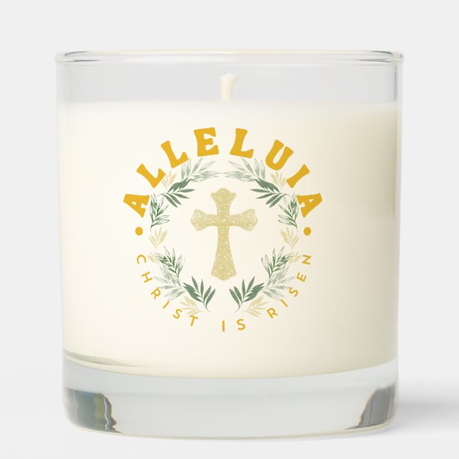 Alleluia Christ is Risen Easter Scented Candle (Front)