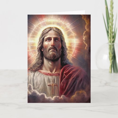 Alleluia Hi is Risen Jesus Christ Painting Holiday Card