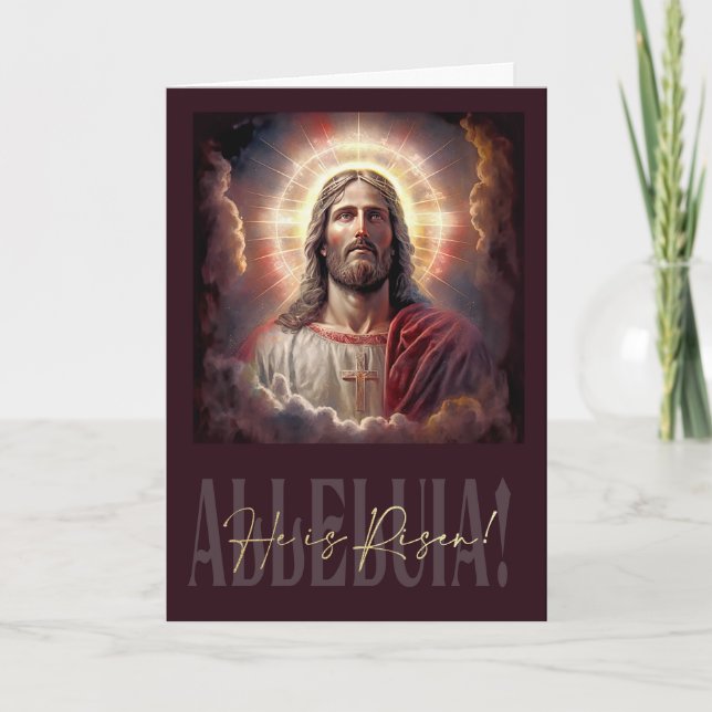 Alleluia! Hi is Risen! Jesus Christ Painting Holiday Card (Front)