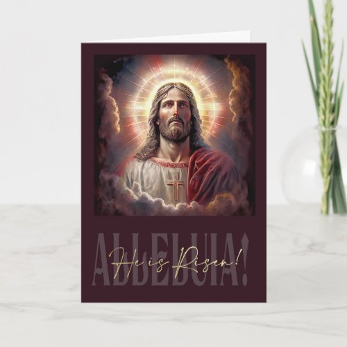 Alleluia Hi is Risen Jesus Christ Painting Holiday Card