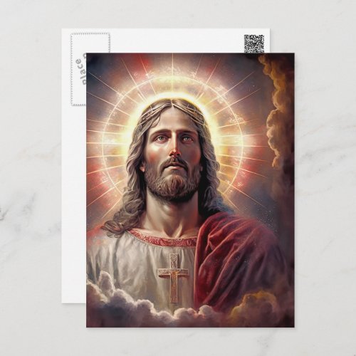 Alleluia Hi is Risen Jesus Christ Painting Holiday Postcard