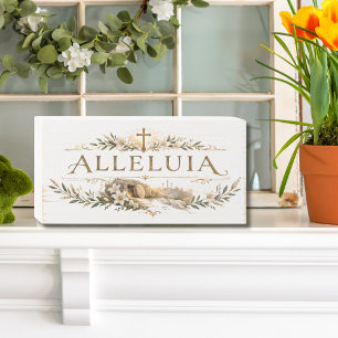 Alleluia Traditional Easter Gold Cross Sign