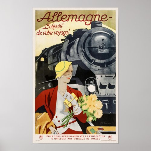 Allemagne Germany Railroad Vintage Poster 1928