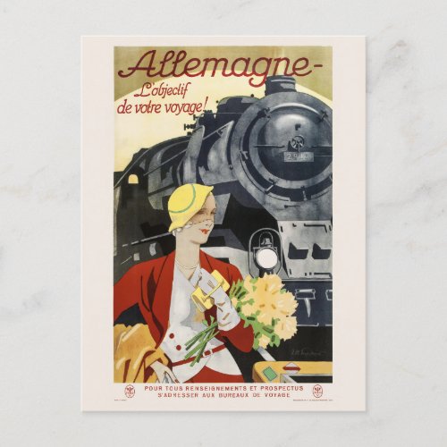 Allemagne Germany Railroad Vintage Poster 1928 Postcard