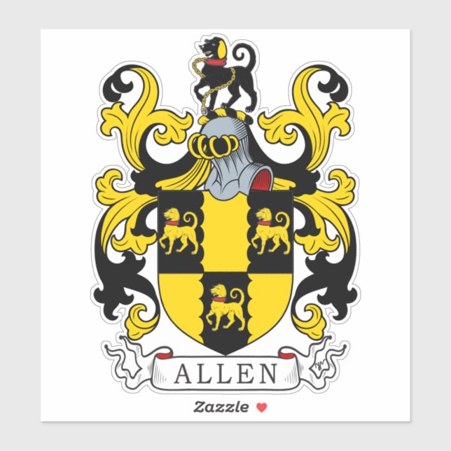Allen Family Crest Sticker (Sheet)