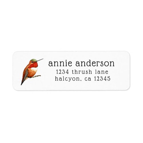 Allens Hummingbird Return Address Label