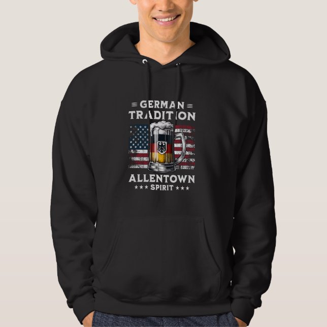 Allentown Beer Driinking American Flag German Eagl Hoodie (Front)