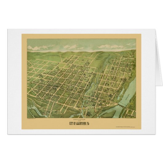 Allentown, PA Panoramic Map - 1879 Cards (Front Horizontal)