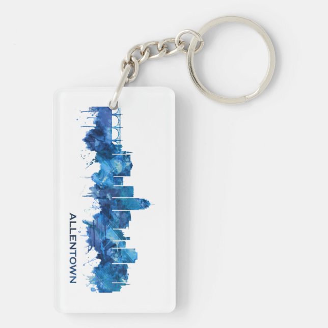Allentown Pennsylvania Skyline Blue Keychain (Back)