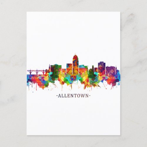 Allentown Pennsylvania Skyline Holiday Postcard