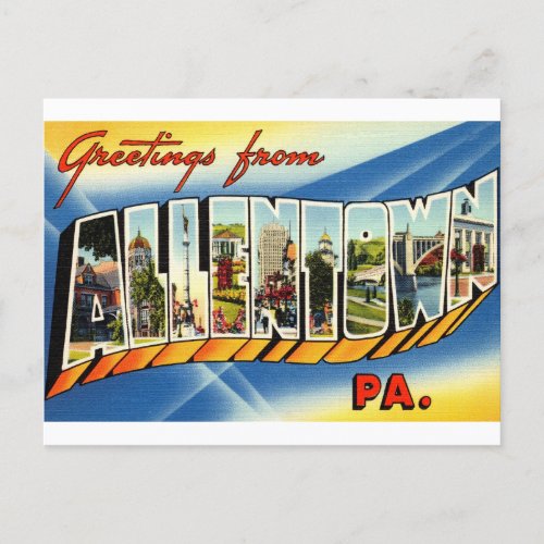 Allentown Pennsylvania Vintage Travel Postcard