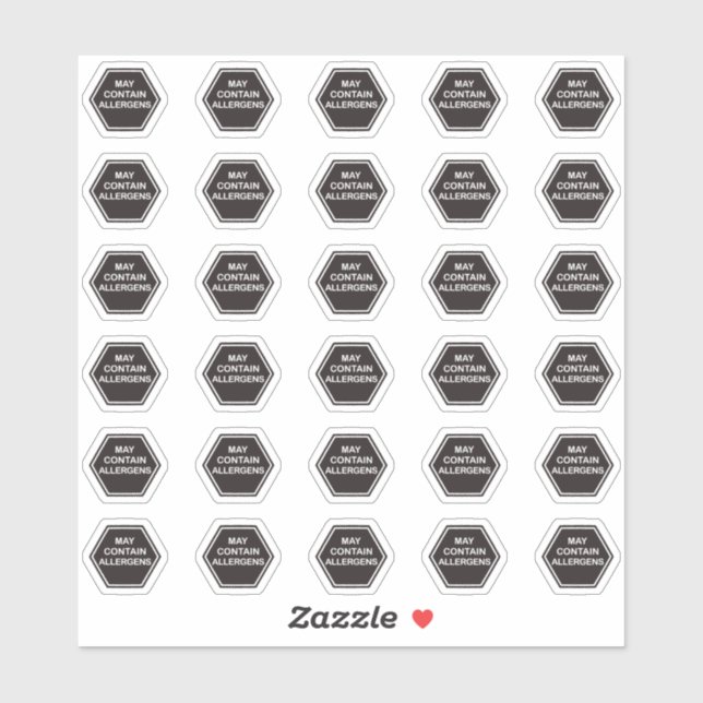 Allergen Warning Party Place Card Meal Menu Choice Sticker (Sheet)