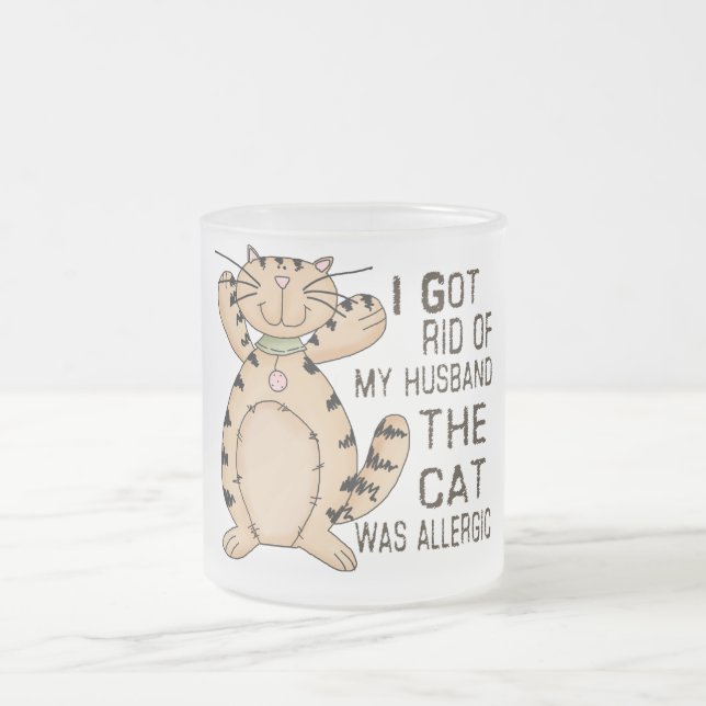 Allergic Cat Frosted Glass Coffee Mug (Center)