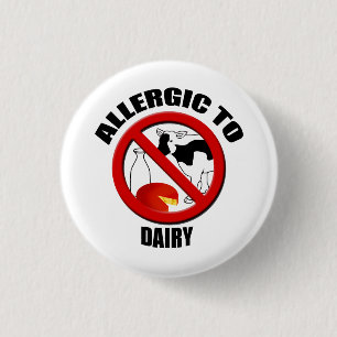 Allergic Dairy Medical Alert Warning Small Button
