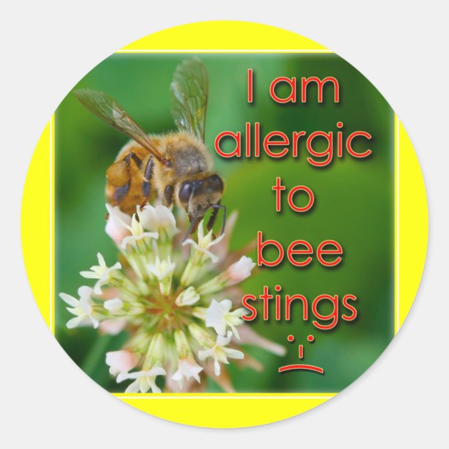 Allergic to bee stings - great for kids at camp classic round sticker (Front)