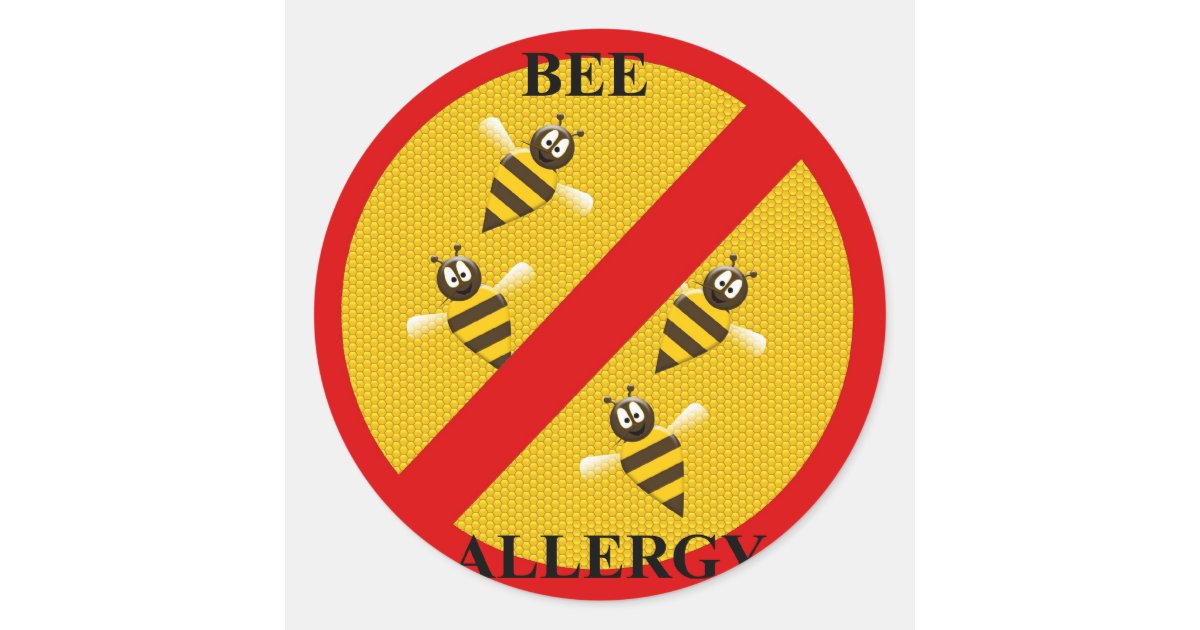 Allergic to bees classic round sticker Zazzle