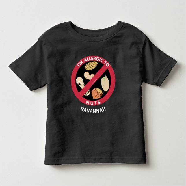 Allergic To Nuts Kids Allergy Personalized Toddler T-shirt (Front)