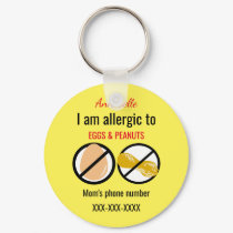 Allergic to Peanuts and Eggs Kids Personalized Keychain