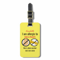 Allergic to Peanuts and Eggs Kids Personalized Luggage Tag