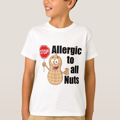 Allergic to Peanuts Cute Nut Allergy Kids T_Shirt