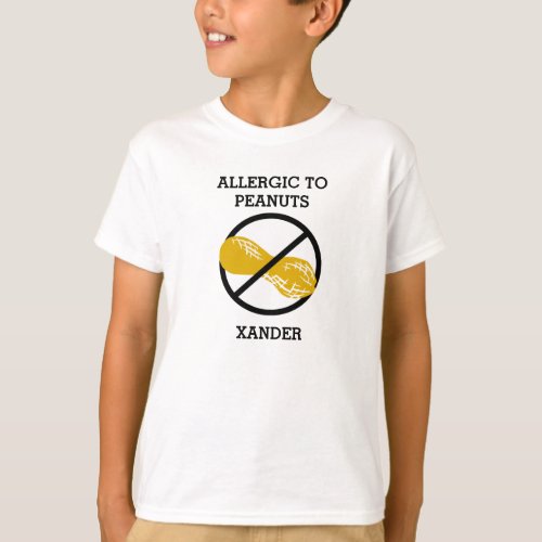 Allergic to Peanuts Personalized Kids No Peanut T_Shirt