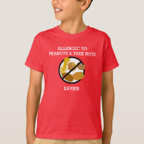 Allergic to Peanuts & Tree Nuts Personalized Kids T-Shirt