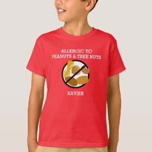 Allergic to Peanuts & Tree Nuts Personalized Kids T-Shirt