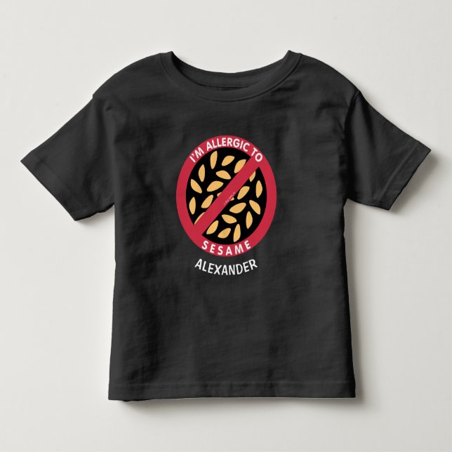 Allergic To Sesame Seeds Allergy Personalized Kids Toddler T-shirt (Front)