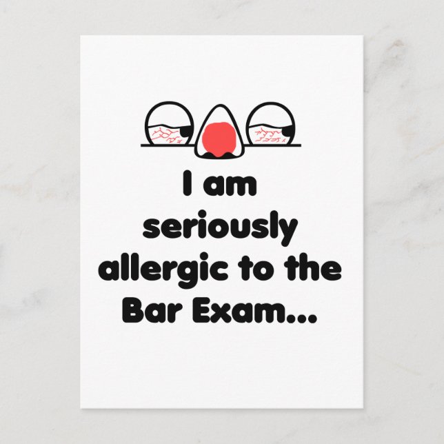 Allergic to the Bar Exam Postcard (Front)