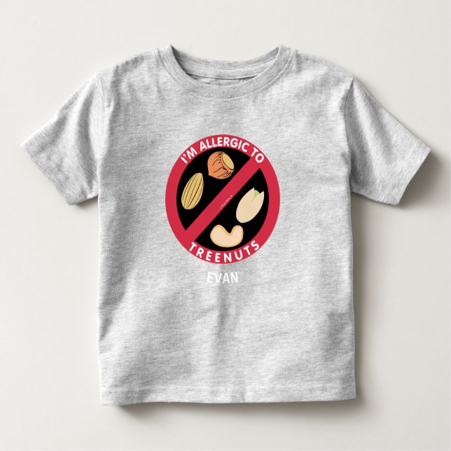 Allergic To Tree Nuts Kids Allergy Personalized Toddler T-shirt (Front)