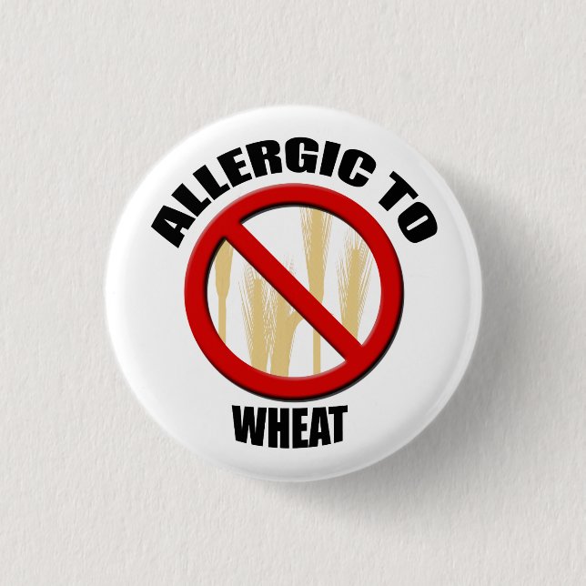 Allergic Wheat Alergy Medical Alert Warning Small Pinback Button (Front)