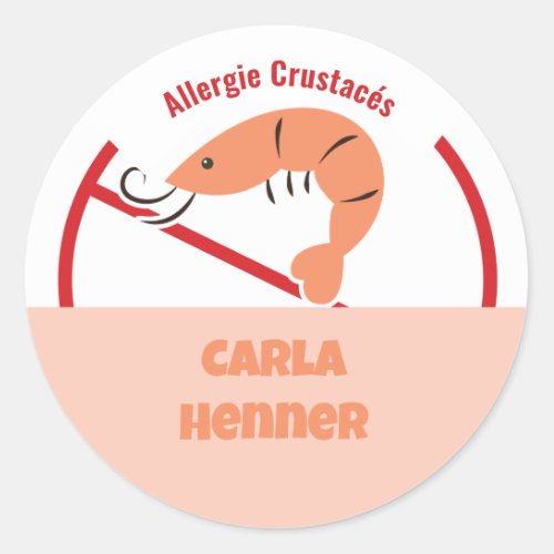 Allergie Crustacs Classic Round Sticker