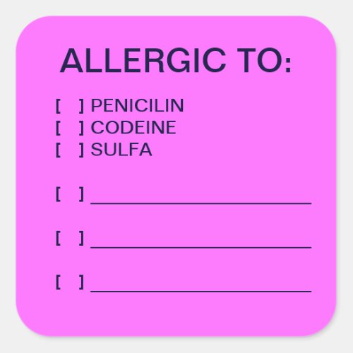 Allergies Medical Chart Labels