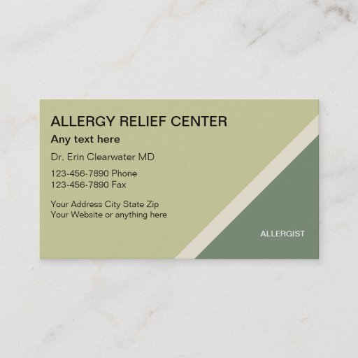 Customizable Allergist Business Cards