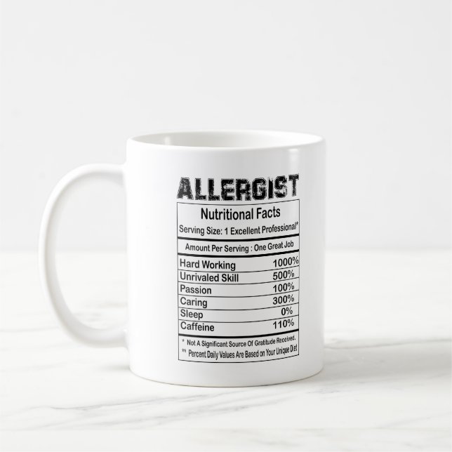 Allergist Nutritional Facts 11oz Mug (Left)