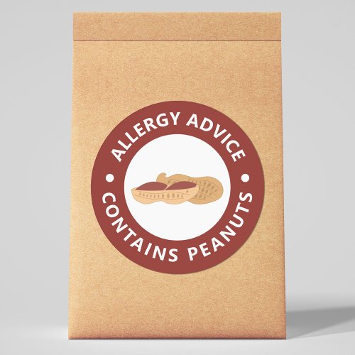 Allergy Advice _ Contains Peanuts  Classic Round Sticker
