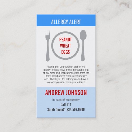 Allergy Alert Blue Sky Duotones Calling Card