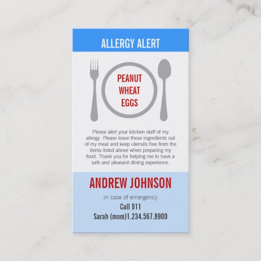 Customizable Allergy Alert Blue Sky Duotones Business Card Templates