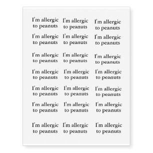 Allergy Alert customizable Temporary Tattoos