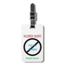 Allergy Alert Customized Food Allergy Medical Luggage Tag